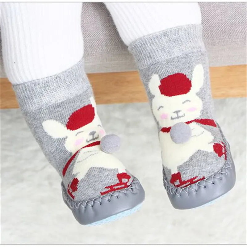 Toddler Indoor Sock Shoes Newborn Baby Socks Winter Thick Terry Cotton Baby Girl Sock with Rubber Soles Infant Animal Funny Sock